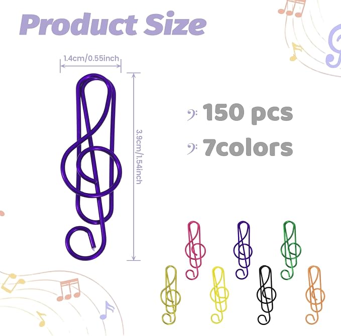 SUMAJU 150 Pcs Music Paper Clips, Music Teacher Gifts Music Gifts - Image 2