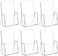 Acrylic Brochure Holder 4 Inch, 6 Pack Clear Brochure Display Stand, Plastic by SUNQEBO