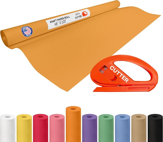 Orange Kraft Paper Roll 48" x 1200" by IDLPackaging