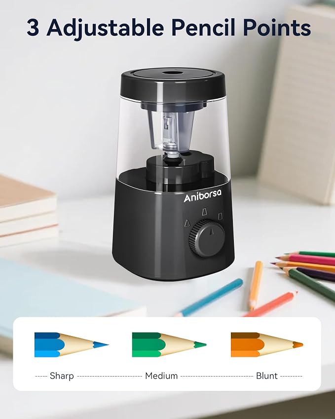 Electric Pencil Sharpener, Helical Blade Automatic Pencil Sharpener, - Image 7