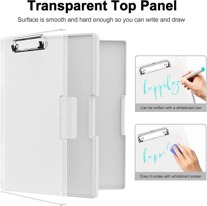 Piasoenc Clipboard with Storage, 8.5 x 11 Clip Boards with 2 Storage, Folio & - Image 4