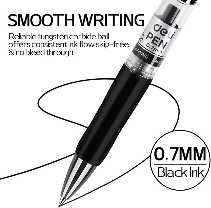 deli Gel Pens, 12 Pens with 24 Refills，Medium Point Pen 0.7mm, Smooth Writing - Image 4