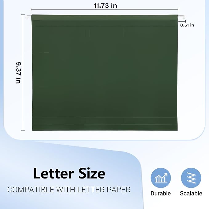 Plastic Hanging File Folders, 6 Pack Olive Hanging Folders，Letter Size - Image 3