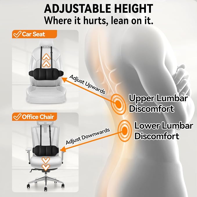Lumbar Support Pillow for Office Chair & Car, Back Support for Office Chair - Image 2