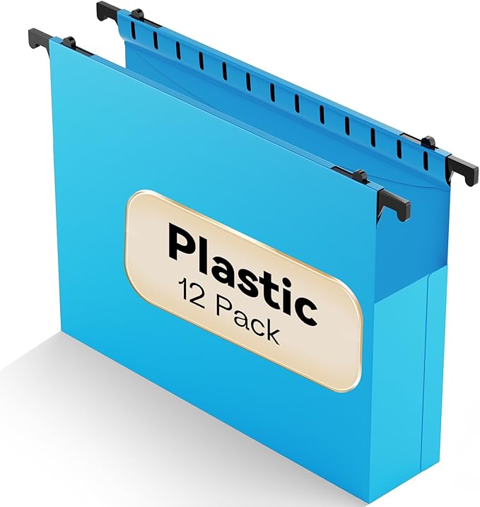 Plastic Hanging File Folders Expandable, 12 Pack Extra Capacity Hanging File by NORDUN