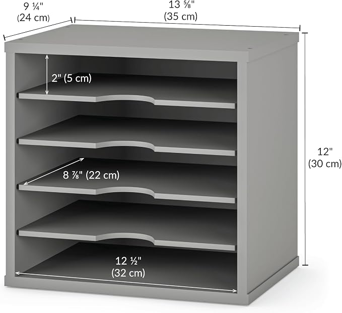 Ballucci 5-Tier File Organizer for Desk, Wooden Mail Sorter, Office Desk - Image 4
