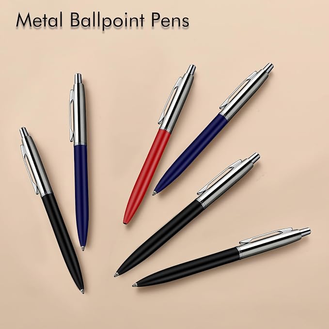 ChaoQ 6 Pcs Ballpoint pens, Refillable & Retractable Metal Ballpoint pens 1.0mm - Image 6