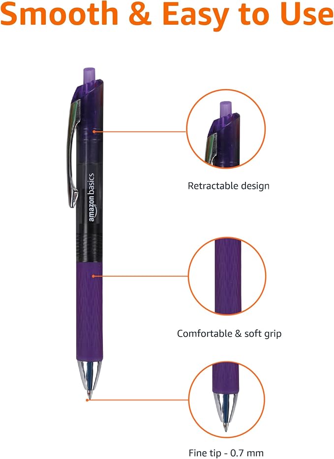 Amazon Basics Retractable Gel Pens, Fine Point 0.7mm, Smooth Writing - Image 4