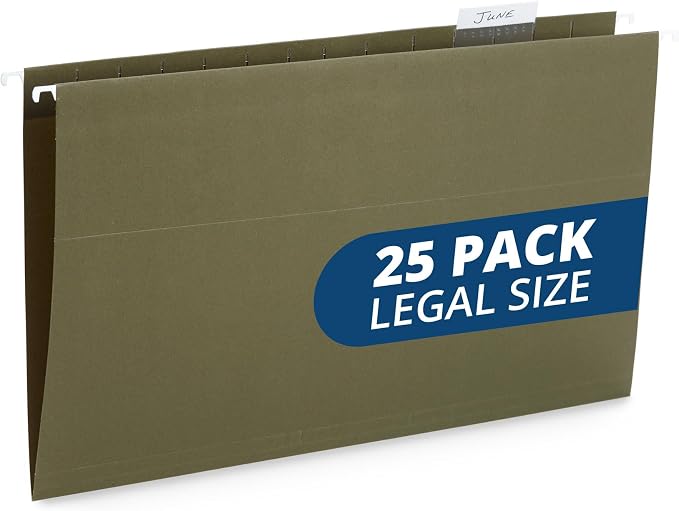 25 Blue Summit Supplies Legal Size Hanging File Folders – Standard Green by BlueSummitSupplies