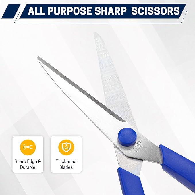BURVAGY 8" 20 Pack All Purpose Heavy Duty Scissors- Comfort-Grip Sharp Scissors - Image 4