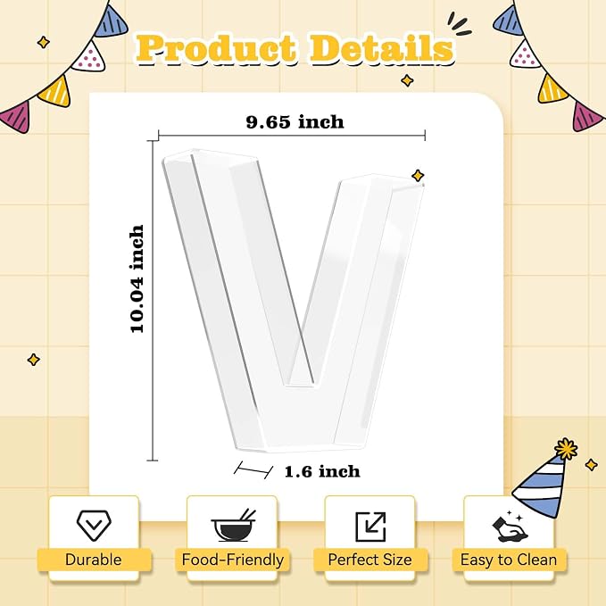 Ledido 10’’ Acrylic Letter Charcuterie Board Box, Reusable Fillable Serving Tray - Image 3