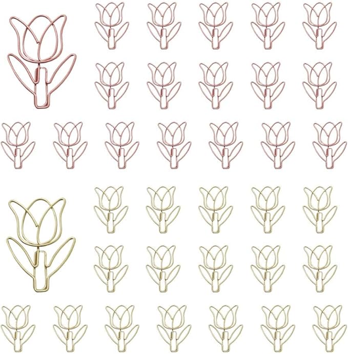 OWLFAVO 36pcs Tulip Flower Shape Paper Clips by OWLFAVO