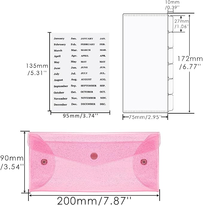 Cash Envelope Wallet Budgeting System PVC Multi-Purpose Pink Cash Stuffing - Image 6