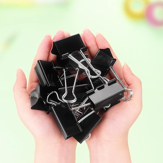 ZZTX Large Binder Clips Paper Clamps Clips Black, 1.6 Inches, 12 Pack - Image 5