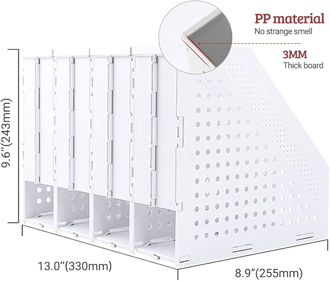 Lemical Magazine Holder 4 Vertical Compartments Collapsible Magazine File - Image 2