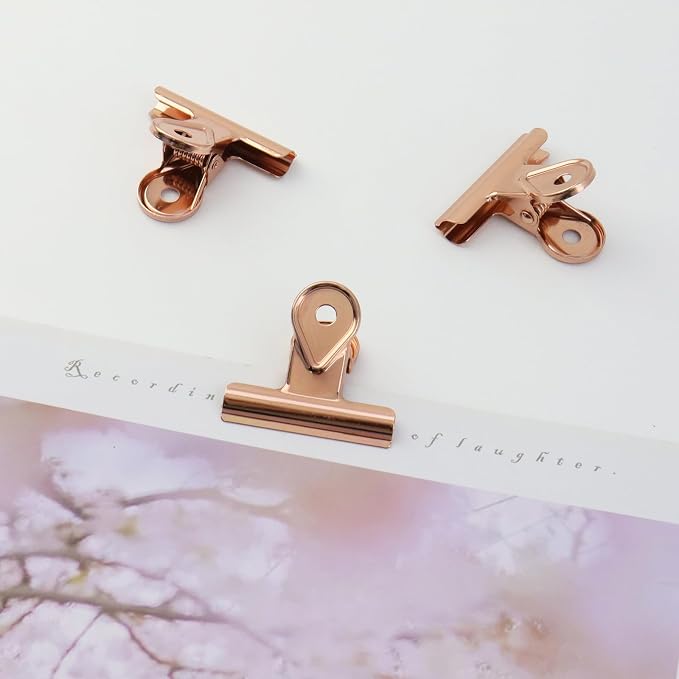 Xiaoyztan Mini Clips, 40mm Wide Rose Gold Bulldog Clips Paper Clip Binder Bull - Image 5