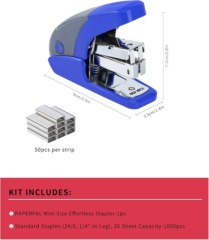 PAPERPAL Effortless Mini Stapler Set, 20 Sheet Capacity, Integrated Remover & - Image 2