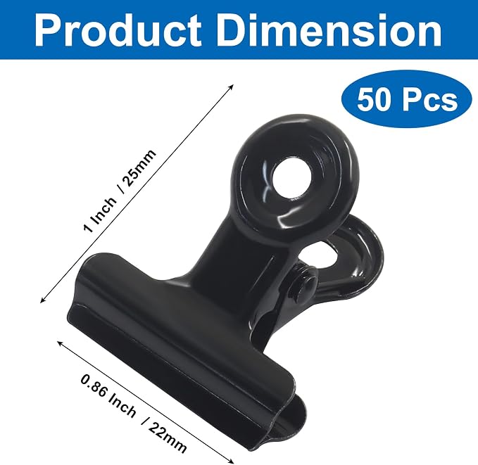 50 Pack Antique Black Bulldog Clips - 22mm Small Metal Paper Clips Clamps - Image 3