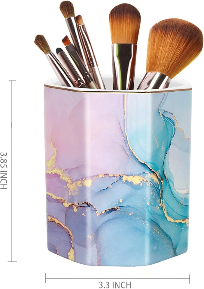 Ceramic Marble Pen Holder, Cute Stationery Holder - Image 2