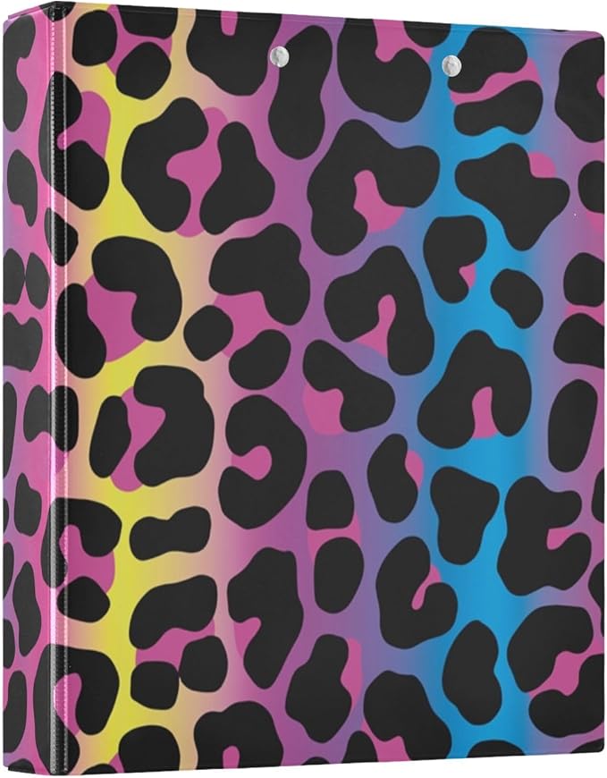 Neon Leopard 3-Ring Binder, 1.5 Inch D-Ring Organizer Folder Clipboard Binder by Unknown