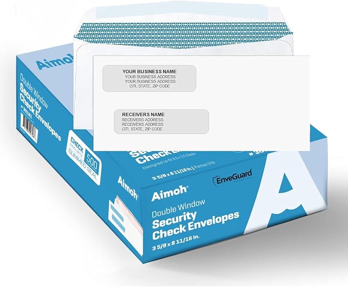 Aimoh #8 Double Window Gummed Security Envelopes by Aimoh