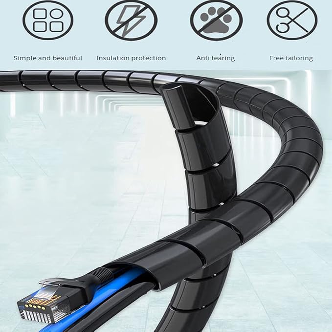 Spiral Cable Wrap -45 Ft 1/4" Cable Management Sleeve Organizer - Image 2