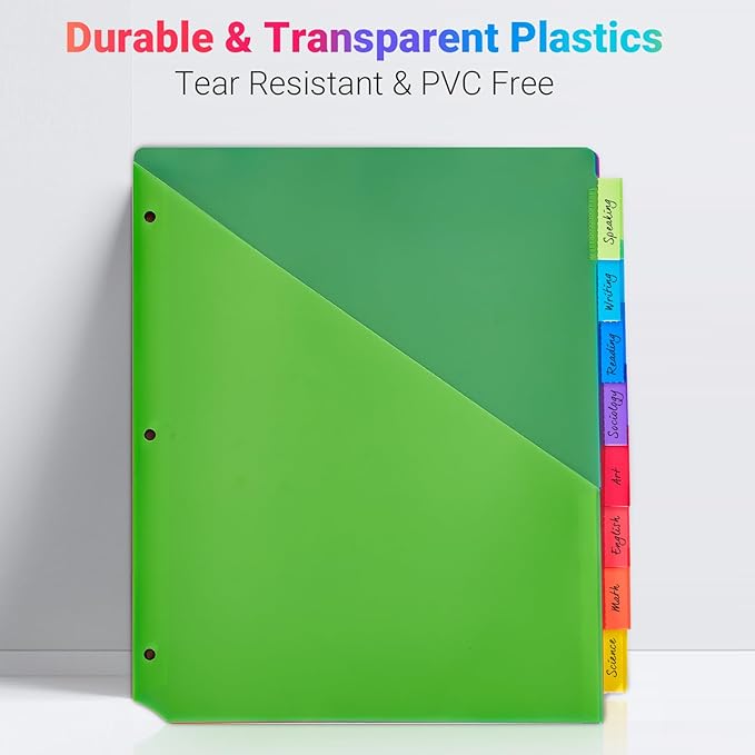 8-Tab Dividers for 3-Ring Binders, Insertable 8 Tabs Binder Divider for - Image 4