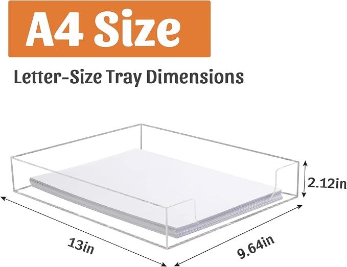 Letter-Size Tray Desk Letter Tray Paper Tray, Sturdy Heavy-Duty Plastic Printer - Image 2