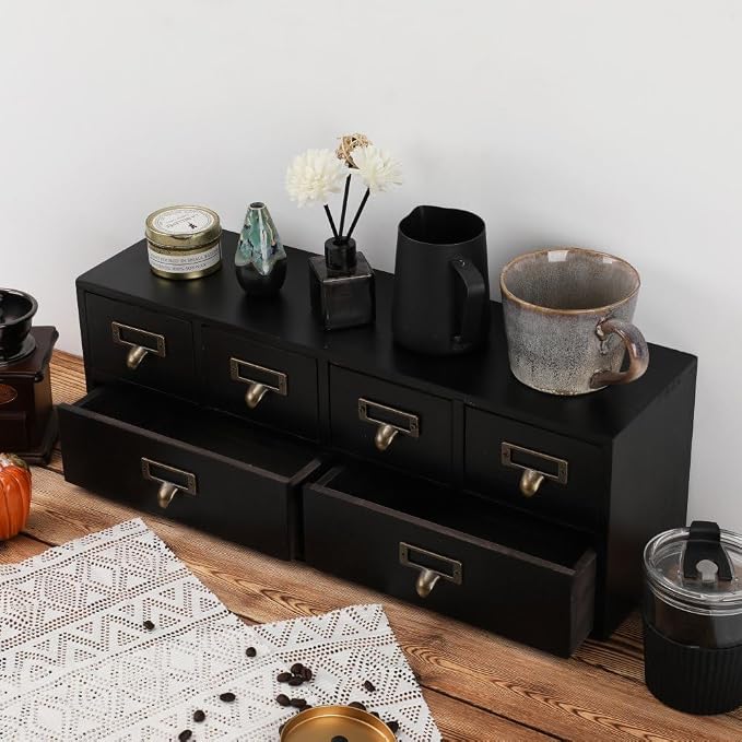 Apothecary Drawers Wooden Storage Box Vintage Wooden Drawers Wood Desktop - Image 2