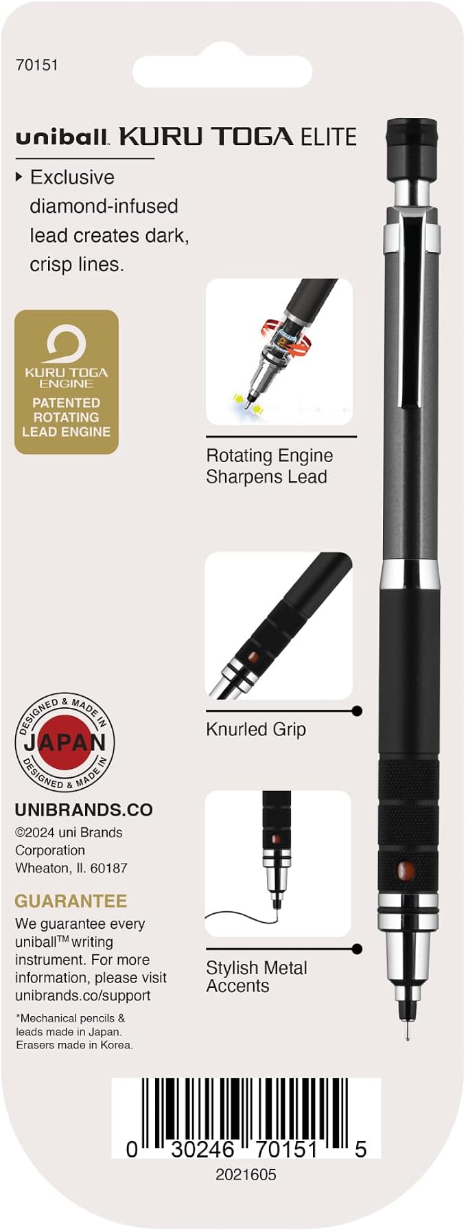 uniball Kuru Toga Elite Mechanical Pencil Starter Kit, HB #2, Gun Metal Barrel - Image 7