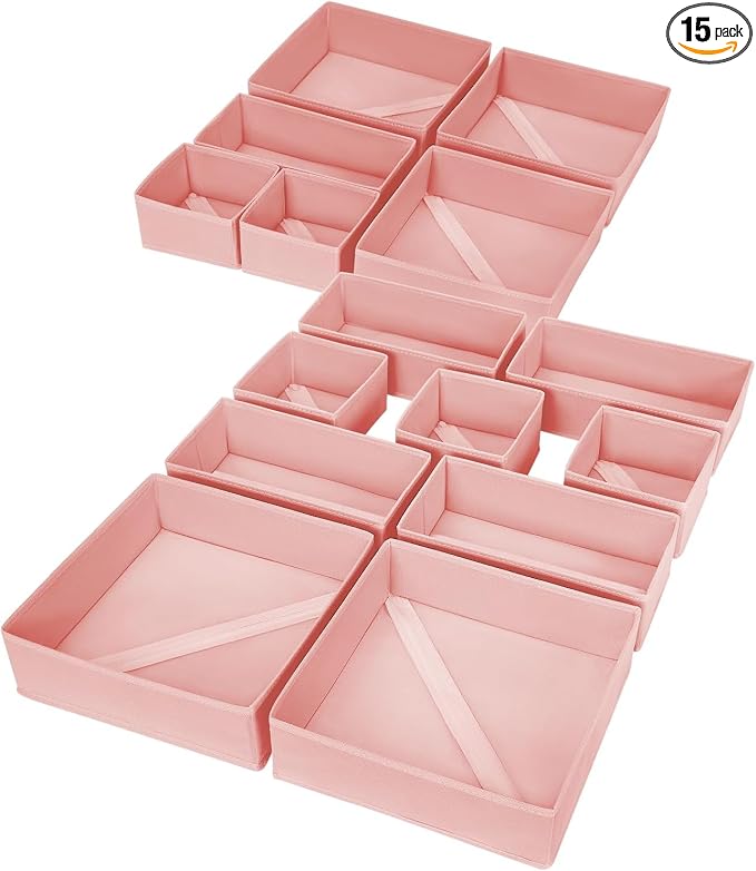 DIMJ Drawer Organizer for Clothing, 15 Pack Fabric Drawer Organizer Bins by DiMJ