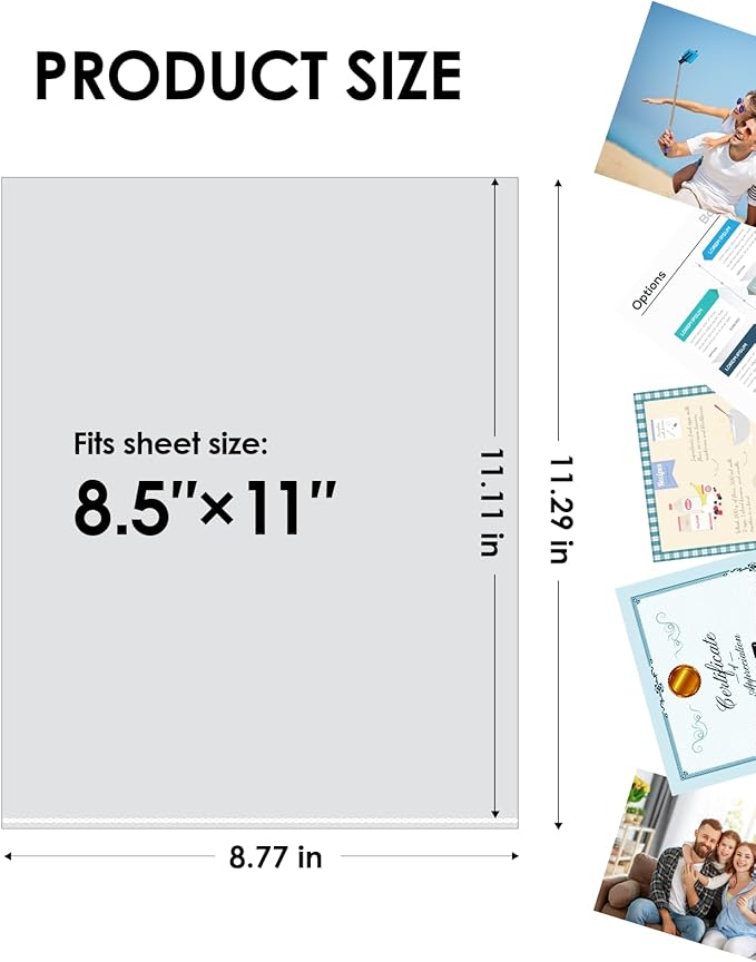 KTRIO No Holes Sheet Protectors 8.5 x 11, 100 Pack Heavy Duty Paper Sleeves | - Image 2
