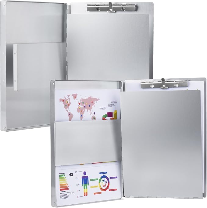ZCZN Aluminum Clipboard with Storage and Clip Recycled, 2 Pack Clipboard Folders by ZCZN