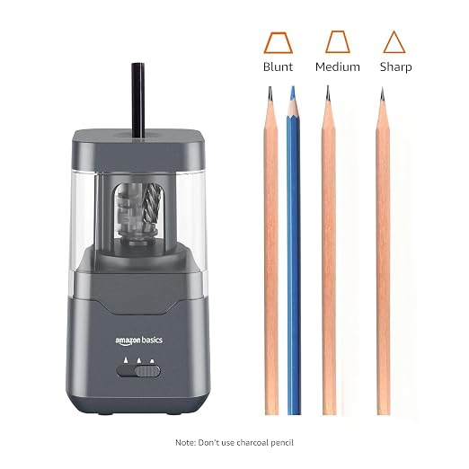 Amazon Basics Portable Electric Pencil Sharpener, Helical Blade, Auto Stop - Image 3