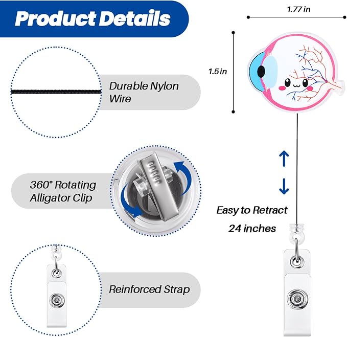 Funny Eye Anatomy Nurse Badge Reel, Cute Ophthalmology Retractable ID Badge - Image 2