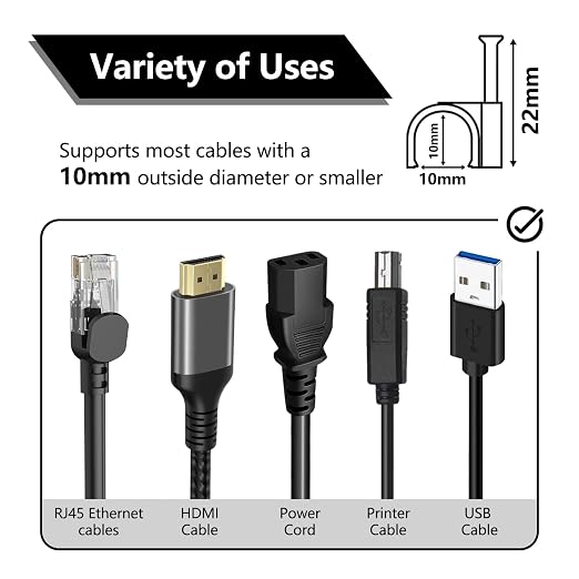 Jadaol Cable Clips 100Pcs 10mm Nail in Clips - Image 4