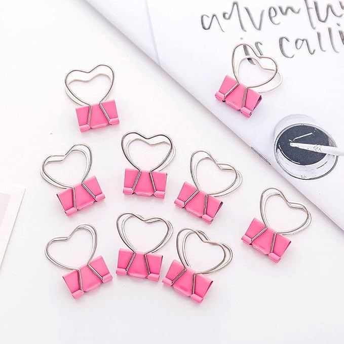Pink Heart Hollow Out Metal Binder Clips - Image 2