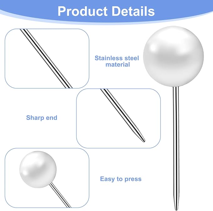 Nogeqi 100PCS Pearl Push Pins, Cute Thumb Tacks - Image 3