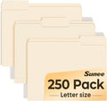 SUNEE Manilla Folders Letter Size, 250 Per Box, 1/3 Cut Tab by SUNEE