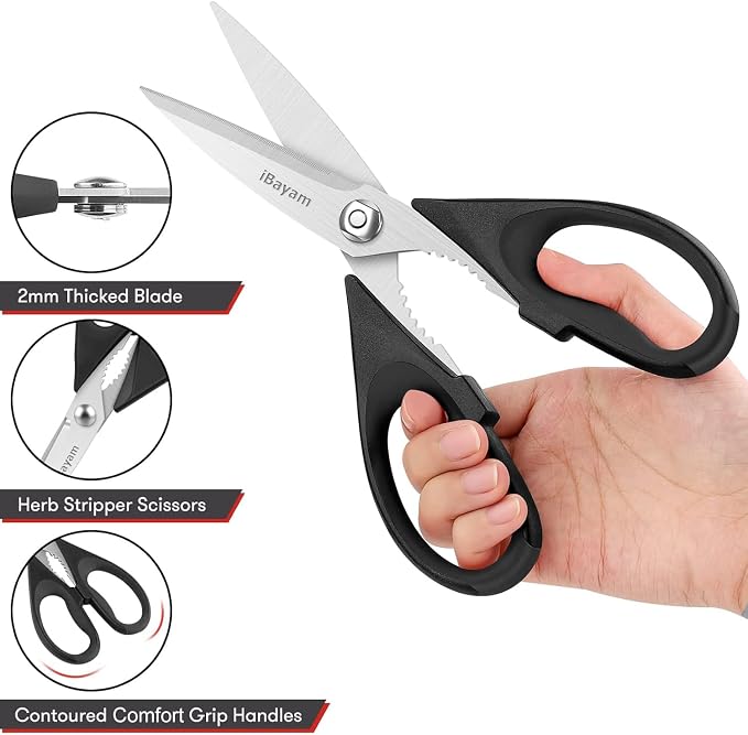 iBayam 2 Pack All Purpose Kitchen Shears Heavy Duty - Image 4