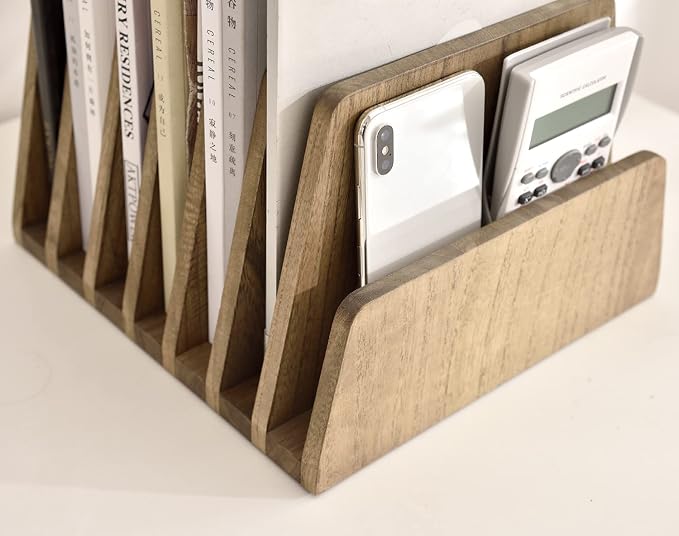 KIRIGEN Wooden Desk Mail Organizer, 7-Slot File Holder and Letter Sorter Wood - Image 9