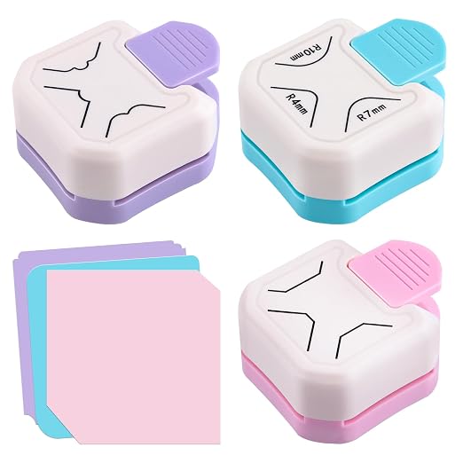 3Pcs Paper Corner Rounder, 3 Way Beauty Shape Corner Punch, Chamfer Tag Punch by LEONTOOL