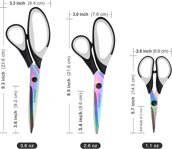 Craft Scissors Set of 3 Pack, All Purpose Sharp Titanium Blades Shears - Image 5