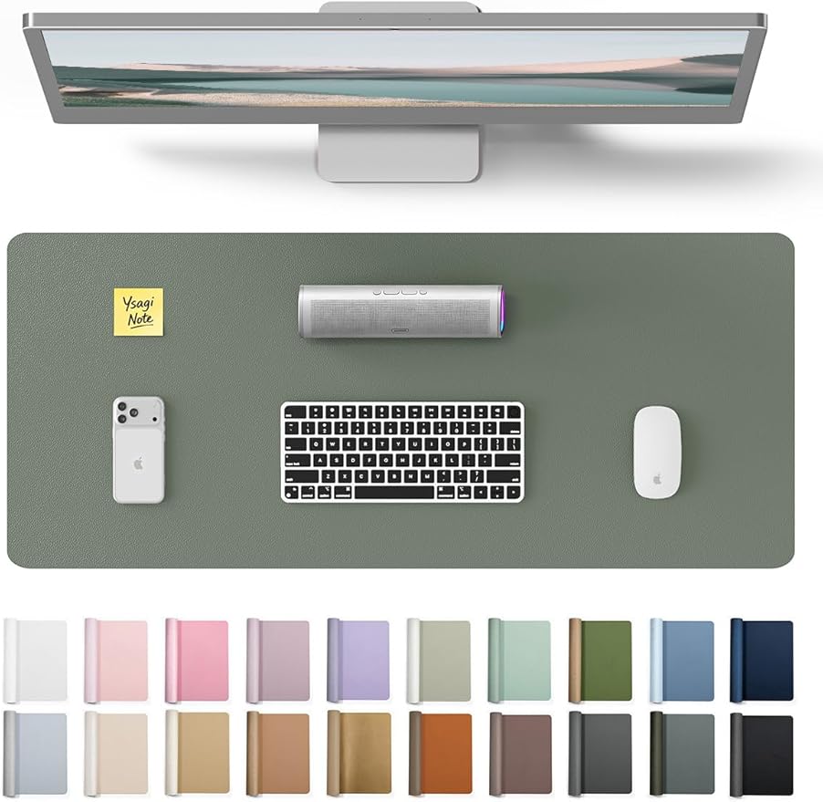 YSAGi Leather Desk Pad Protector, Office Desk Mat, Large Mouse Pad, Non-Slip PU by YSAGi
