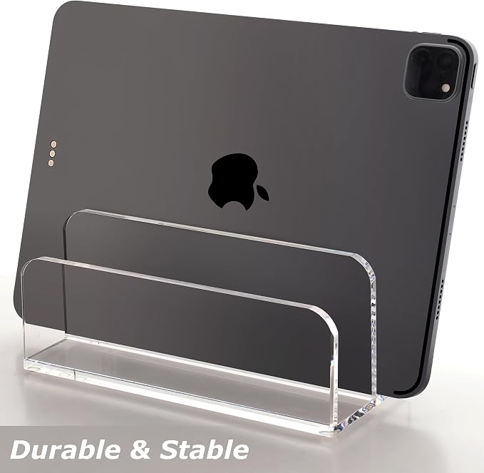 SANRUI Acrylic Mail Sorter Desktop Organizer Holder, 2 Compartments Clear Small - Image 6
