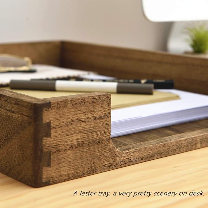 KIRIGEN Wood Letter Tray, Single-Tier Front-Load Desktop Paper Organizer - Image 8