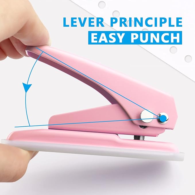 Single Hole Puncher, 1/4" Hole, 20 Sheet Capacity, 1 Pack | Metal Paper Punch - Image 3