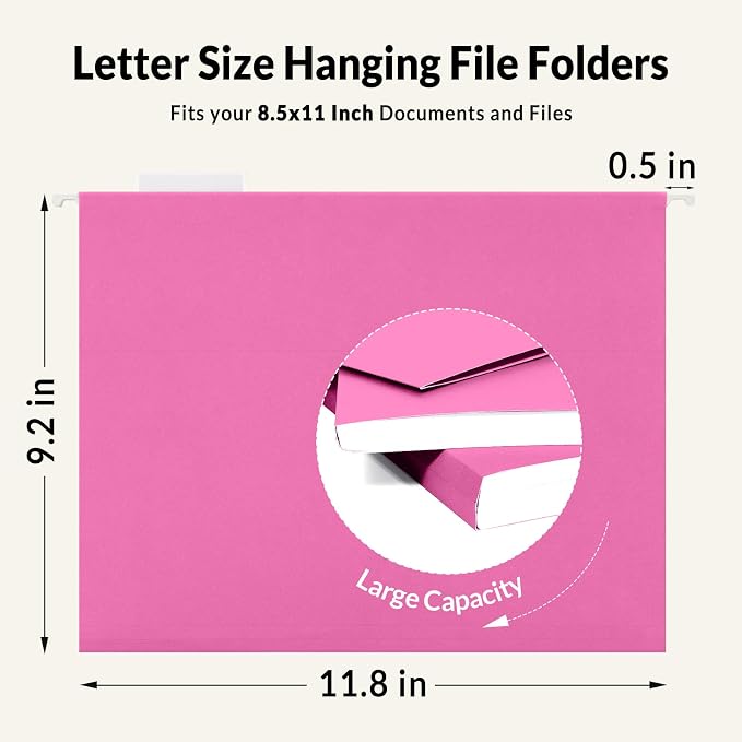 SUNEE Hanging File Folders, 25 Pack Letter Size Hanging File Folders - Image 5