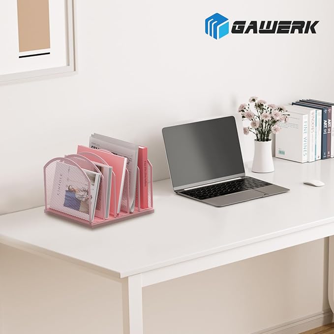 Gawerk 5-Section Vertical Desktop Organizer, 5-Section Mesh File Folder Stand - Image 7