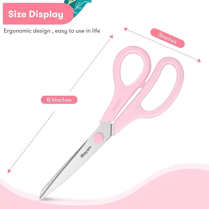 iBayam 8.5" All Purpose Yellow Pink Teal Scissors - Image 5